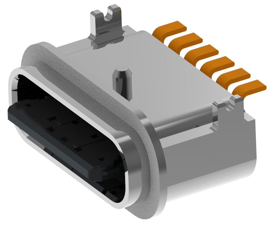 XB-TYPE C 6P 板上防水母座L=6.65mm(带钢片)(锌合金外壳 外露0.95)